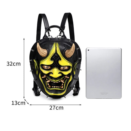 Men's/Women's Fashion Personalized Fashion Cool Backpack 3D Mask Shaped Bag Retro Punk Style Backpack Riveted Backpack